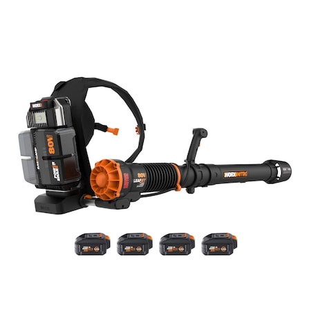 Worx Battery Powered Backpack Leaf Blower, Battery Included WG572